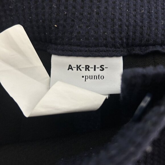 Akris Punto Navy Blue Waffle Weave Knit Straight Leg Pants Size 6 READ - Picture 9 of 13